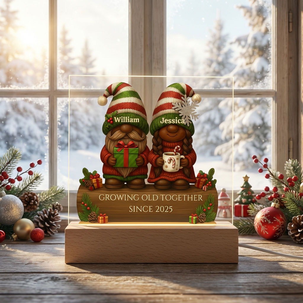 Acrylic Personalized Gnome Couple Plaque