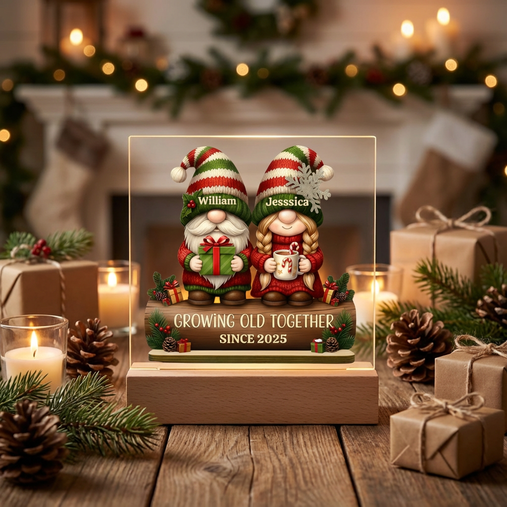 Acrylic Personalized Gnome Couple Plaque