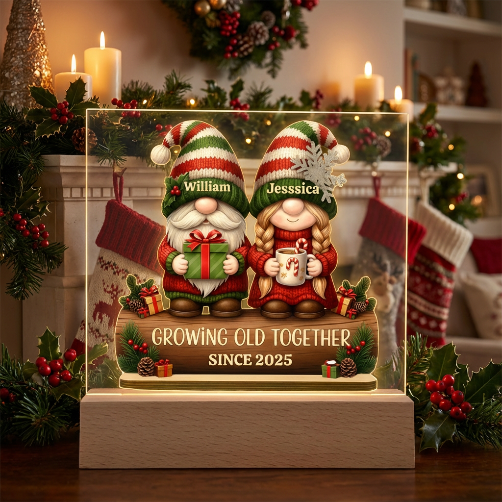 Acrylic Personalized Gnome Couple Plaque