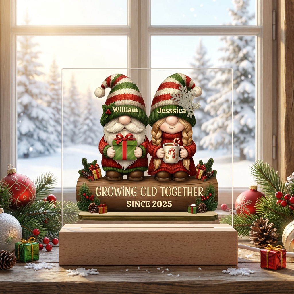 Acrylic Personalized Gnome Couple Plaque