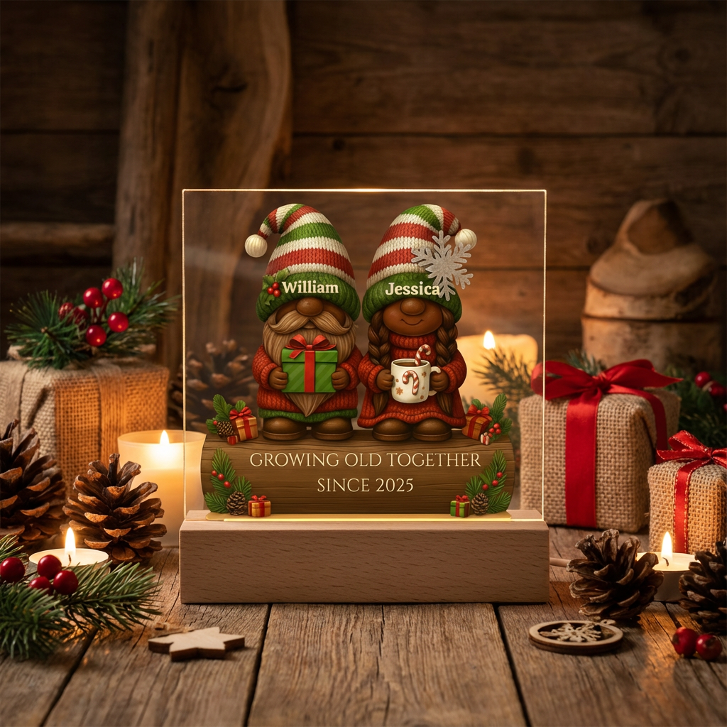 Acrylic Personalized Gnome Couple Plaque