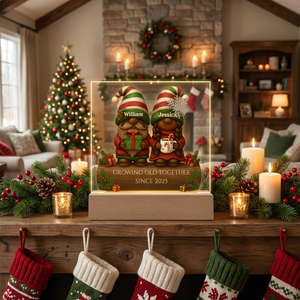 Acrylic Personalized Gnome Couple Plaque