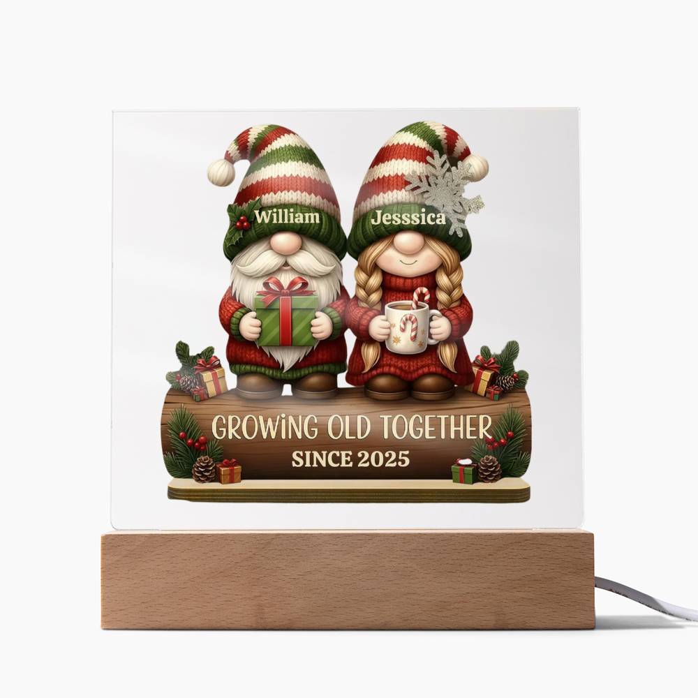 Acrylic Personalized Gnome Couple Plaque