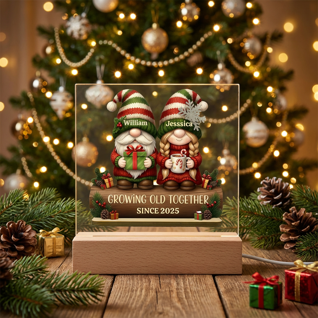 Acrylic Personalized Gnome Couple Plaque