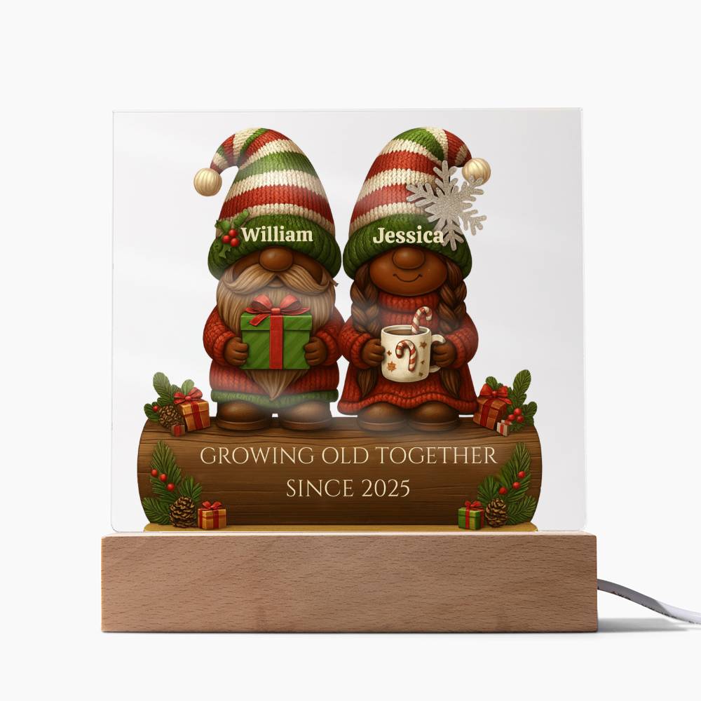 Acrylic Personalized Gnome Couple Plaque