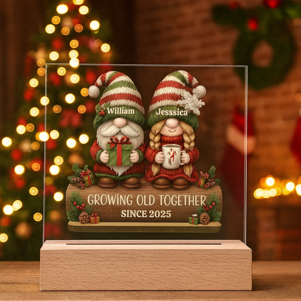 Acrylic Personalized Gnome Couple Plaque