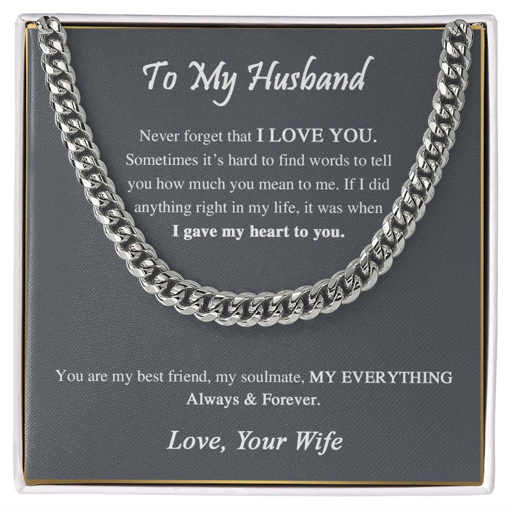 To My Husband - Cuban Link Chain Necklace